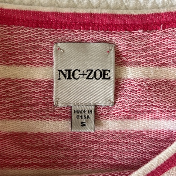 Nic+Zoe Long Sleeve Asymmetric‎ Hem Striped Pink White Size S - Picture 7 of 13